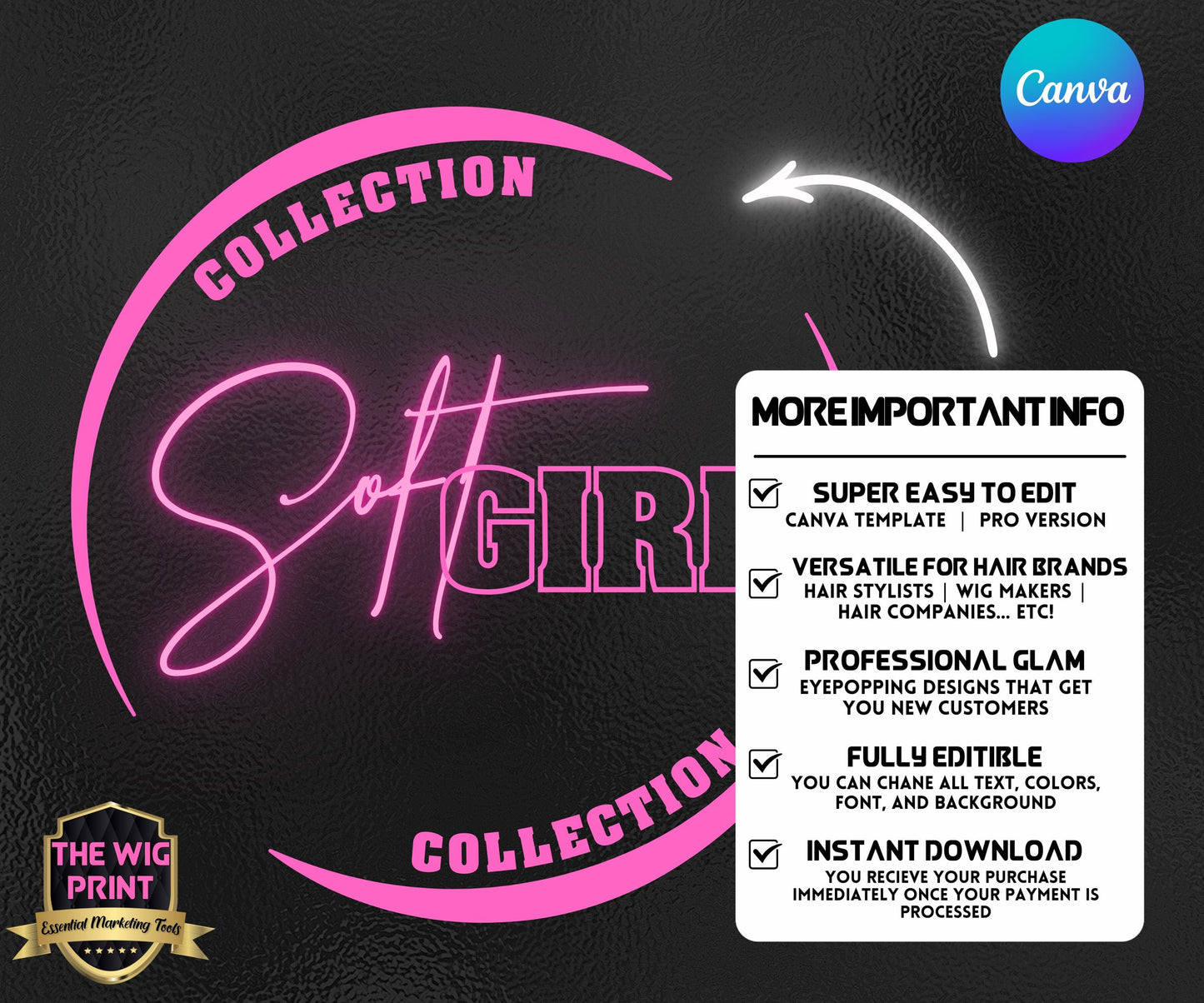 Soft Girl Collection | Logo | CANVA | DIY | Hair & Wig Business