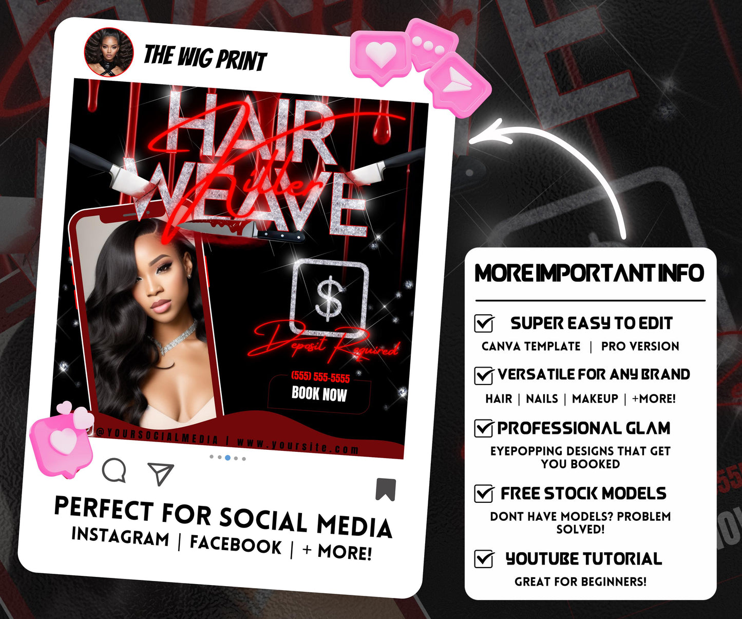 Hair Weave Killer Bookings | Flyer Template