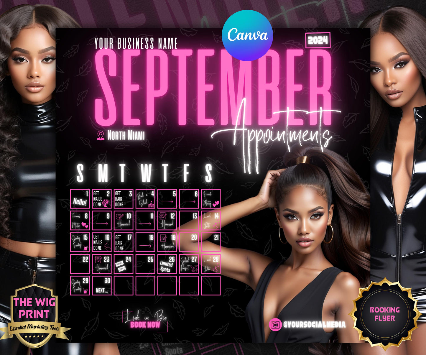 September Books Open | September Booking Flyer | Pink Theme | DIY | CANVA | Fall SZN | September Special | September Appointments