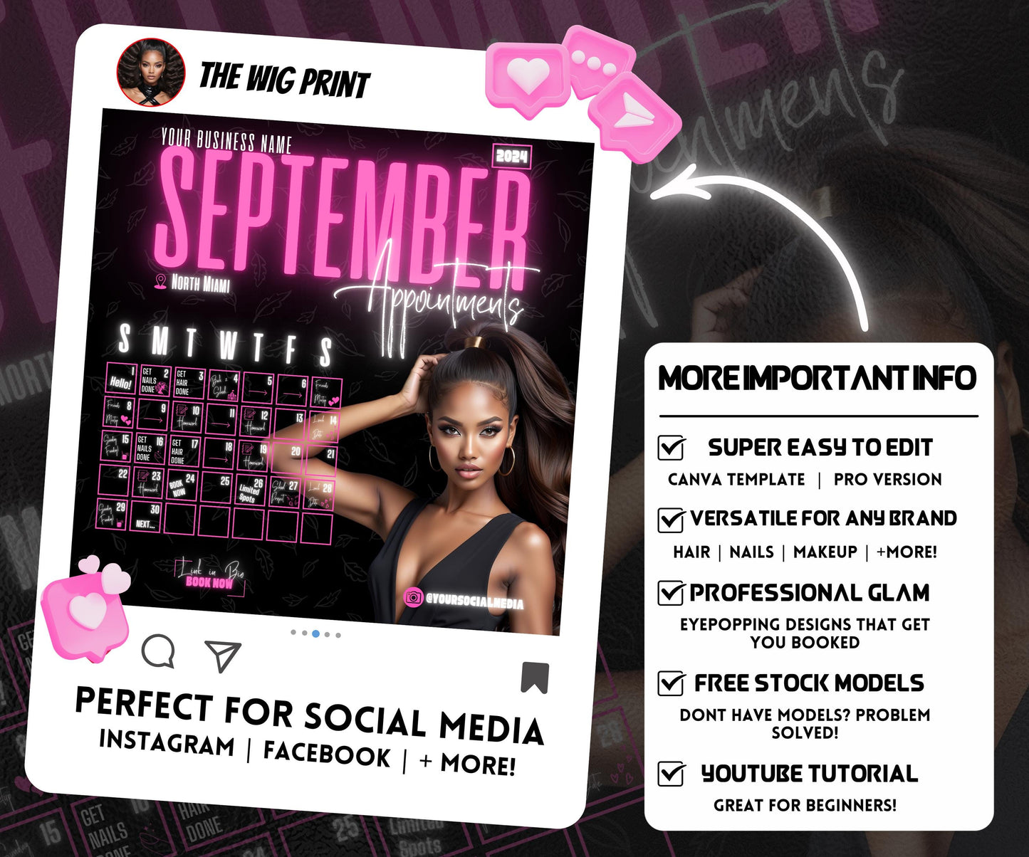 September Books Open | September Booking Flyer | Pink Theme | DIY | CANVA | Fall SZN | September Special | September Appointments