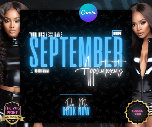 September Books Open | September Booking Flyer | Blue Theme | DIY | CANVA | Fall SZN | September Special | September Appointments