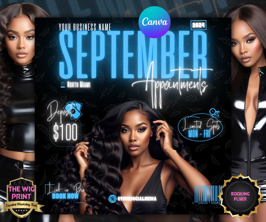 September Books Open | September Booking Flyer | Blue Theme | DIY | CANVA | Fall SZN | September Special | September Appointments