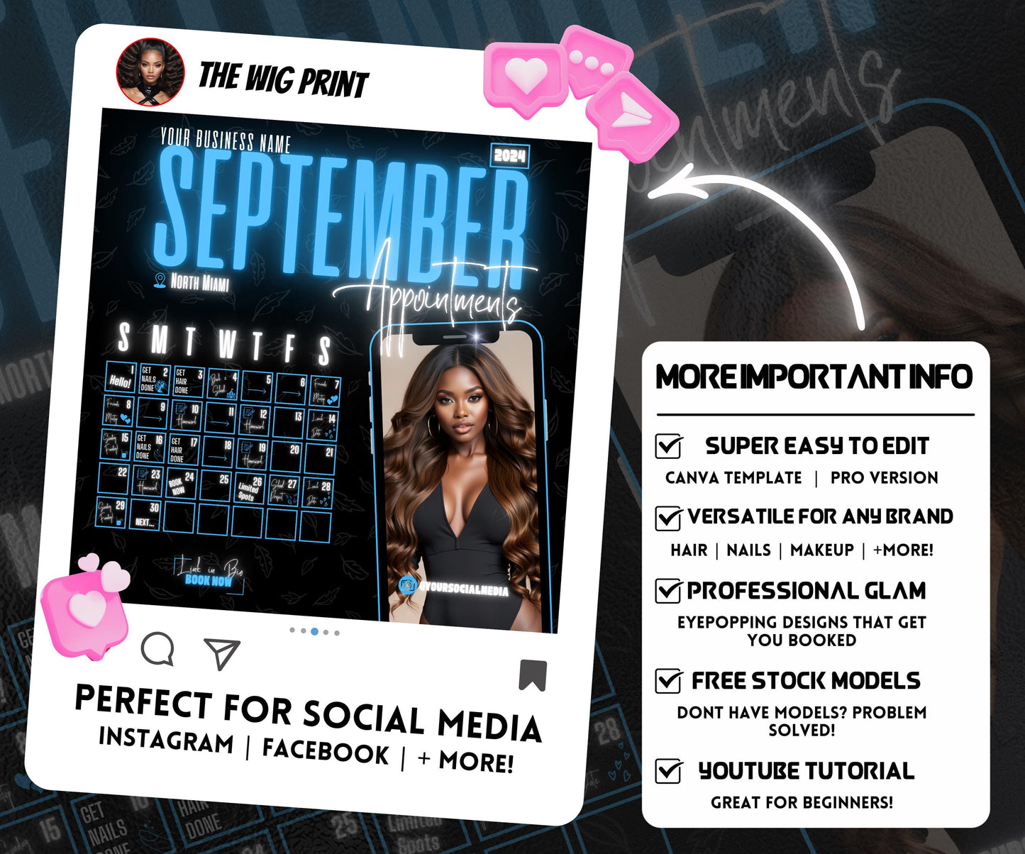 September Books Open | September Booking Flyer | Blue Theme | DIY | CANVA | Fall SZN | September Special | September Appointments