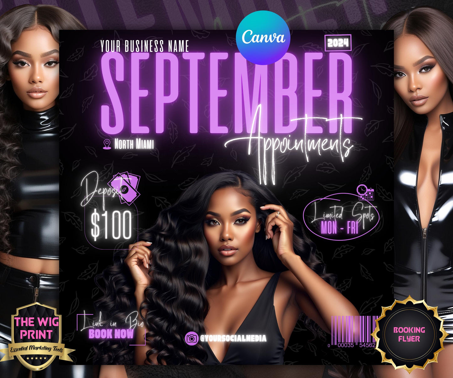 September Books Open | September Booking Flyer | Purple Theme | DIY | CANVA | Fall SZN | September Special | September Appointments