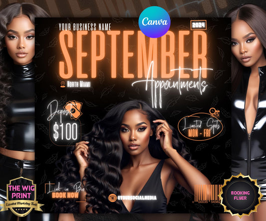 September Books Open | September Booking Flyer | Orange Theme | DIY | CANVA | Fall SZN | September Special | September Appointments