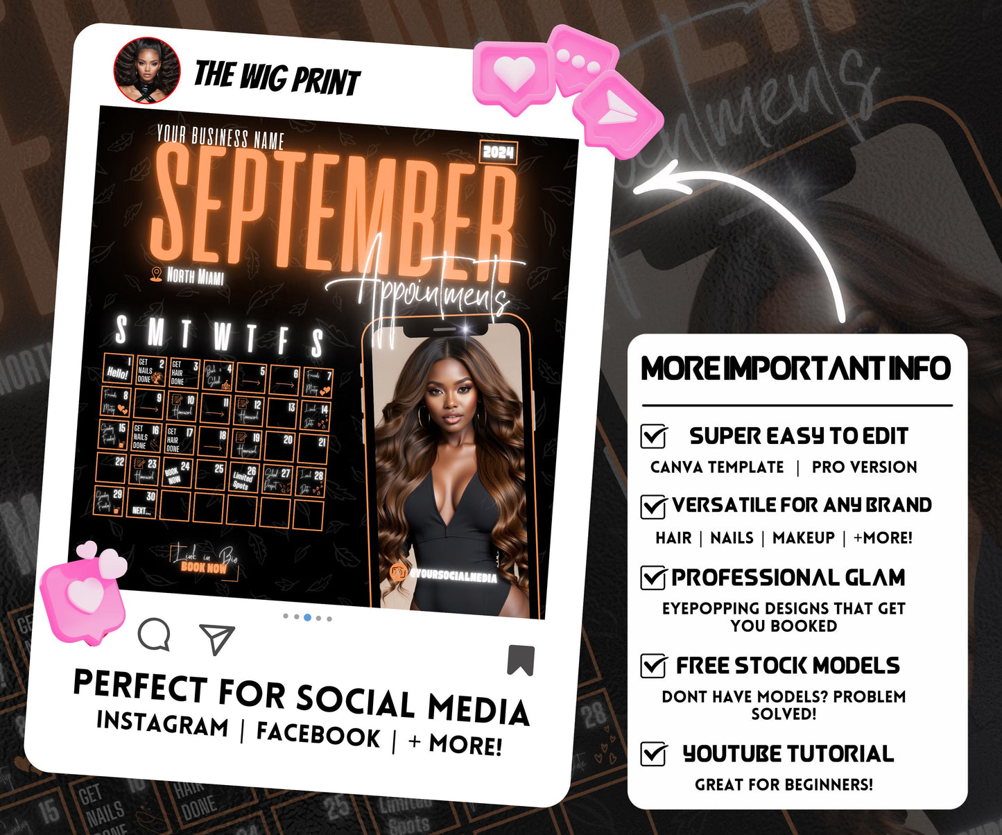 September Books Open | September Booking Flyer | Orange Theme | DIY | CANVA | Fall SZN | September Special | September Appointments