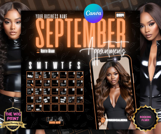 September Books Open | September Booking Flyer | Orange Theme | DIY | CANVA | Fall SZN | September Special | September Appointments