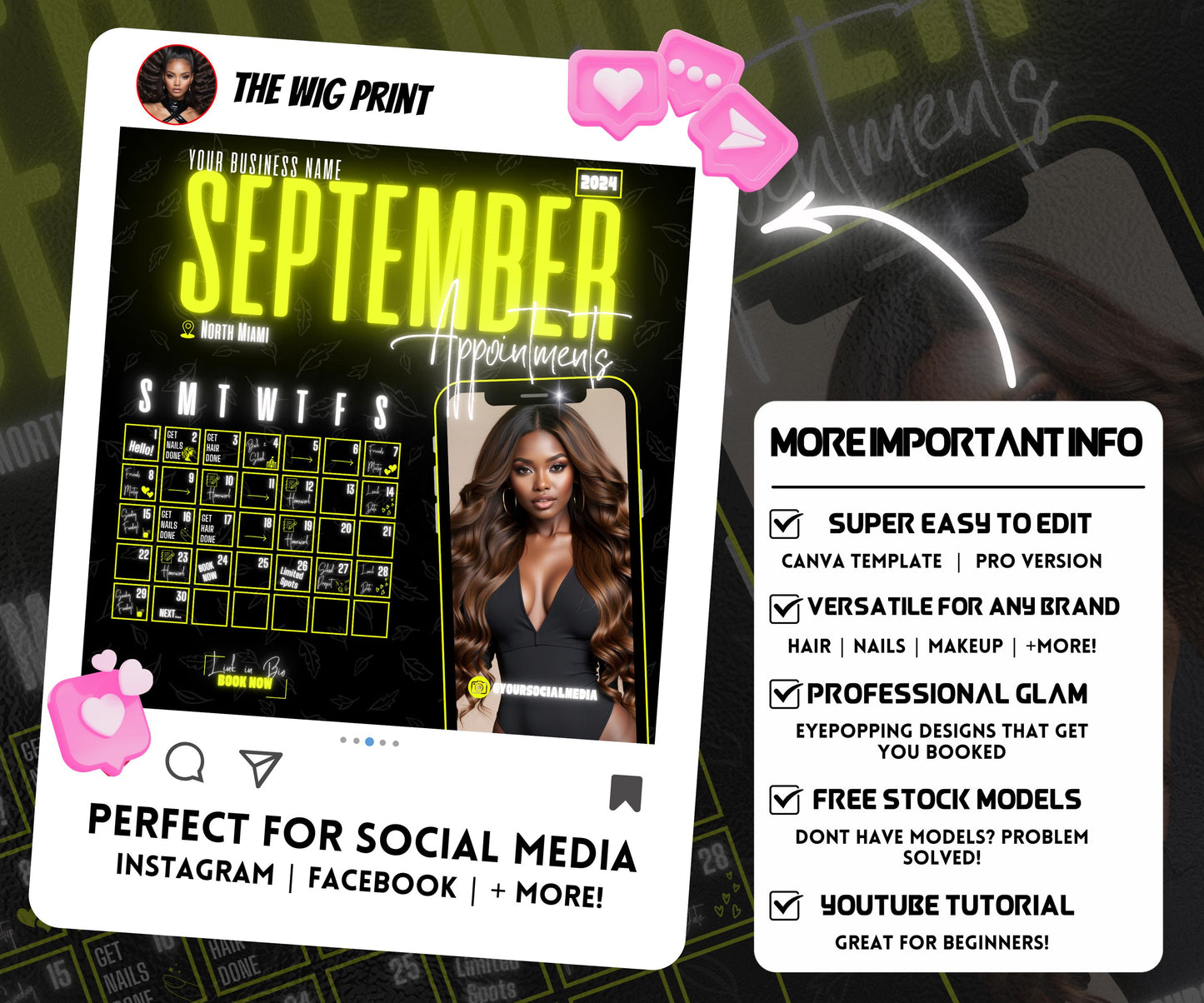 September Books Open | September Booking Flyer | Yellow Theme | DIY | CANVA | Fall SZN | September Special | September Appointments