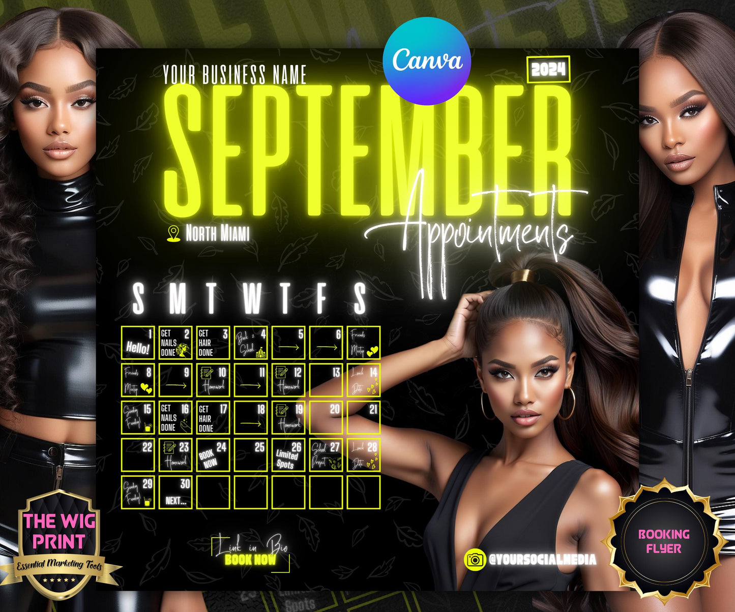 September Books Open | September Booking Flyer | Yellow Theme | DIY | CANVA | Fall SZN | September Special | September Appointments