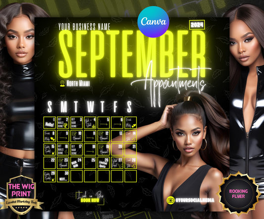 September Books Open | September Booking Flyer | Yellow Theme | DIY | CANVA | Fall SZN | September Special | September Appointments