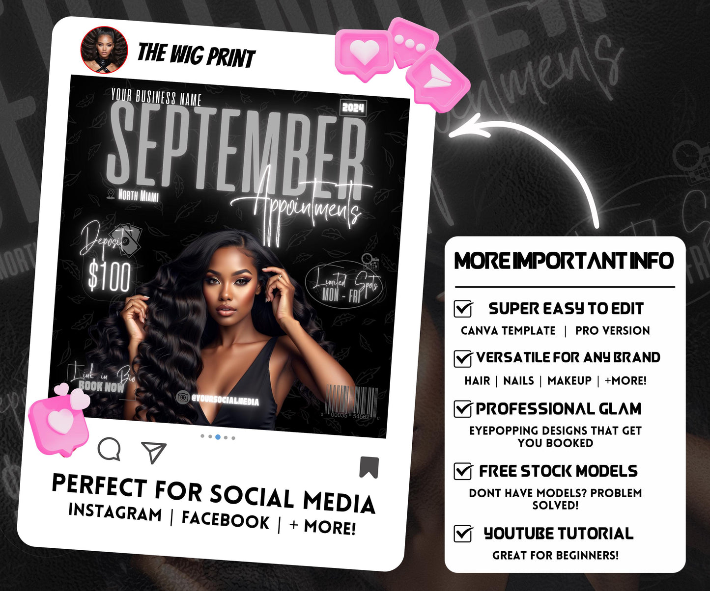 September Books Open | September Booking Flyer | Gray Theme | DIY | CANVA | Fall SZN | September Special | September Appointments