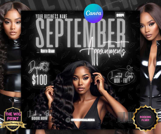 September Books Open | September Booking Flyer | Gray Theme | DIY | CANVA | Fall SZN | September Special | September Appointments