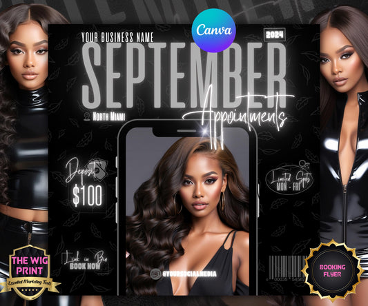 September Books Open | September Booking Flyer | Gray Theme | DIY | CANVA | Fall SZN | September Special | September Appointments