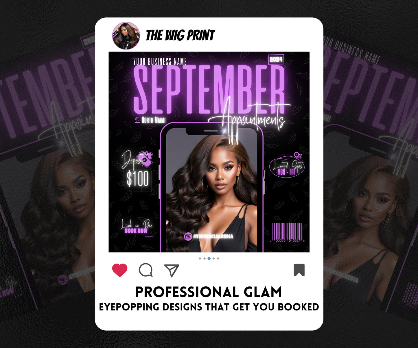 September Books Open | 5 September Booking Flyers | Purple Theme | DIY | CANVA | Fall SZN | September Special | September Appointments