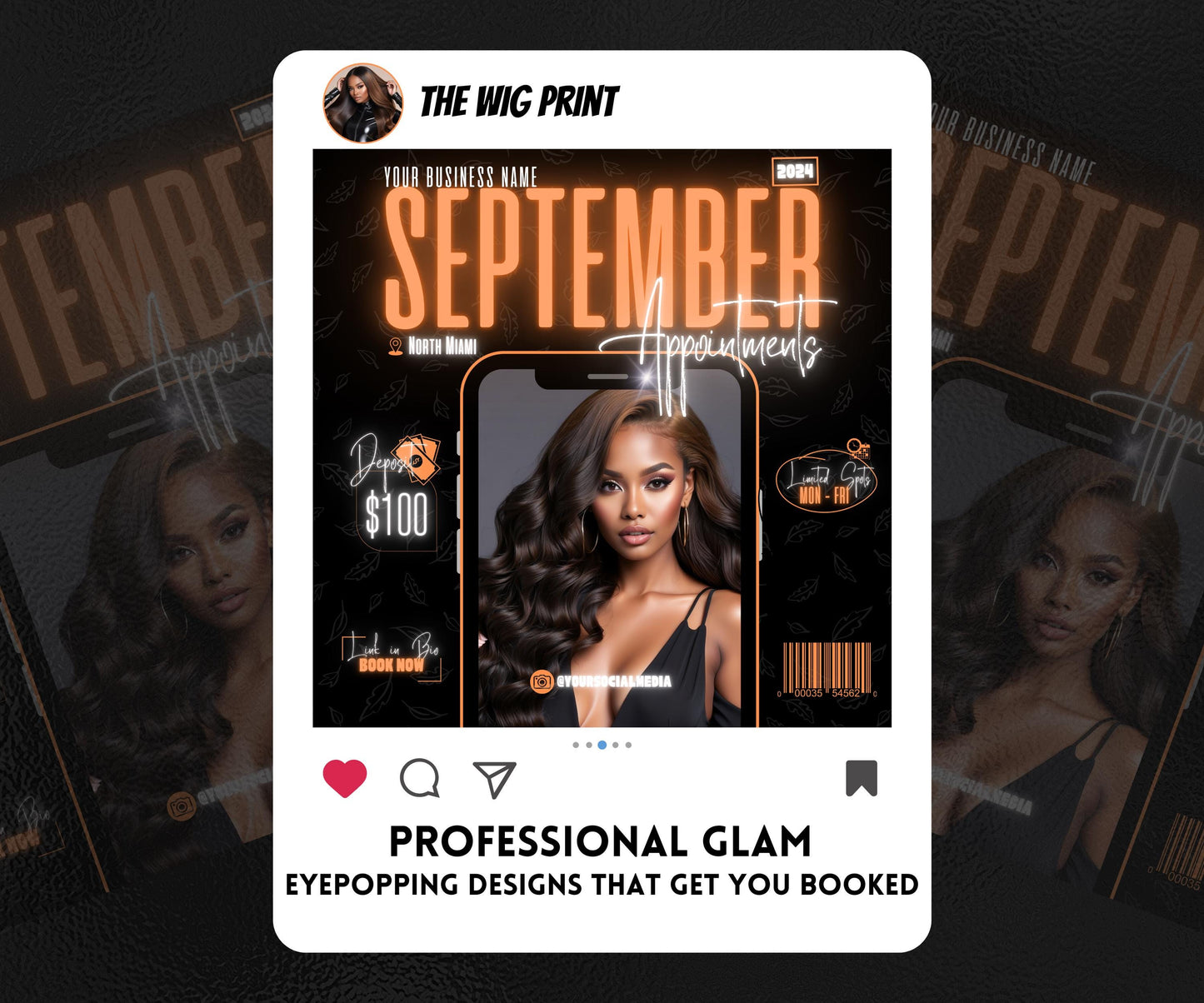 September Books Open | 5 September Booking Flyers | Orange Theme | DIY | CANVA | Fall SZN | September Special | September Appointments