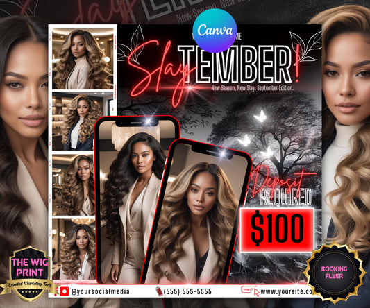 SlayTember | September Booking Flyer | Red Neon | Fall Theme | DIY | CANVA | Fall SZN | September Special | September Appointments