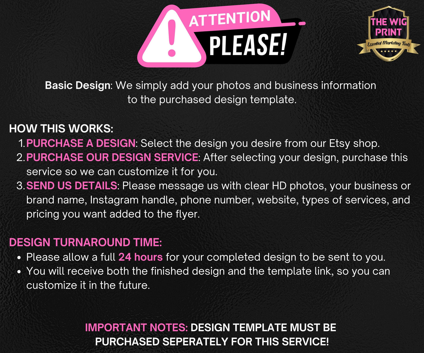 Basic Design Service | Any Template in Our Shop | This is a Digital Service Nothing will be shipped!