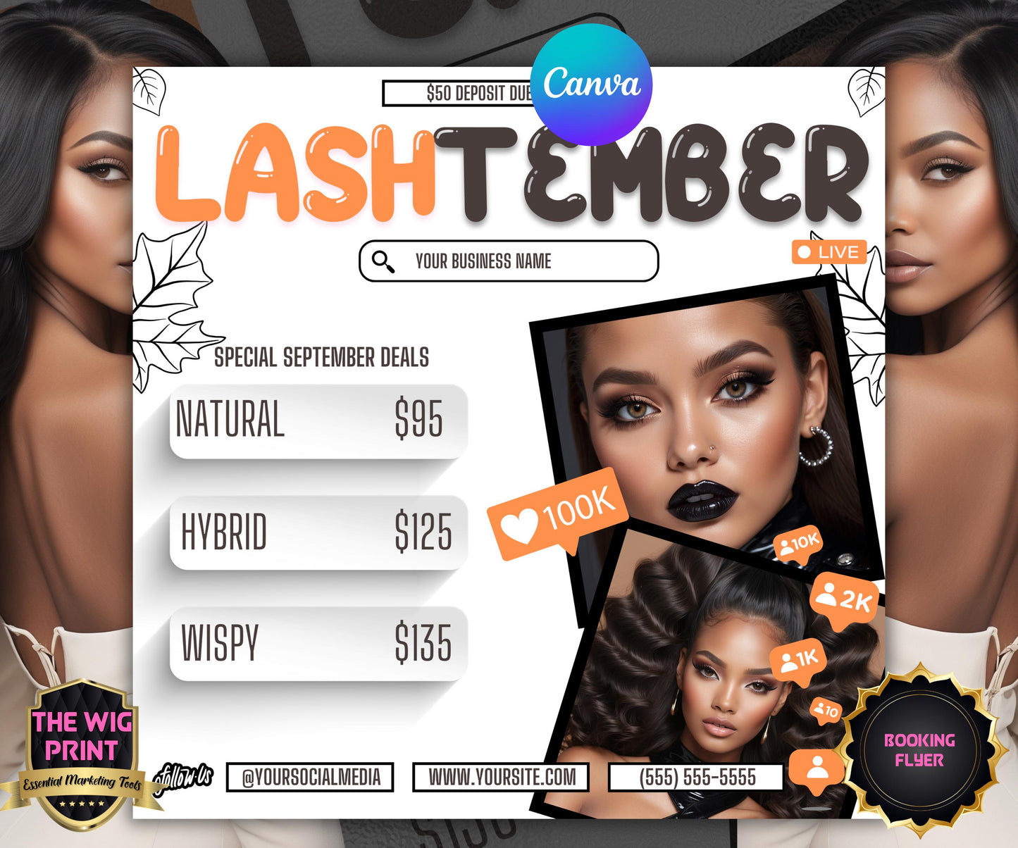 LashTember | Lash Tech Flyer | Canva Template | Beauty Flyer | Lash Promo | Customizable | September Flyer | September Specials