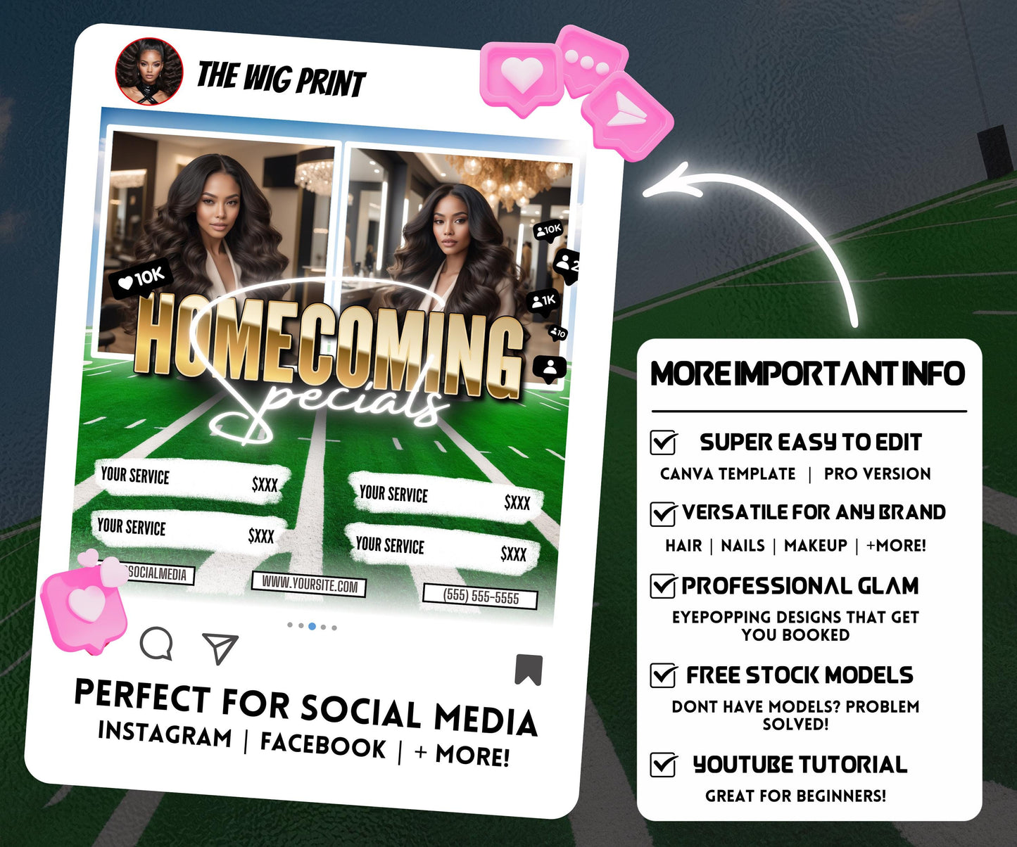 Homecoming Specials Flyer | Homecoming Hair | Highschool Nails | HBCU Homecoming | Homecoming Lashes | Homecoming Deals | Homecoming Sale