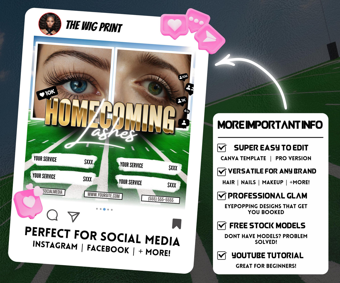 Homecoming Lashes Flyer | Highschool Homecoming | HBCU Homecoming | Homecoming Deals | Homecoming Sale