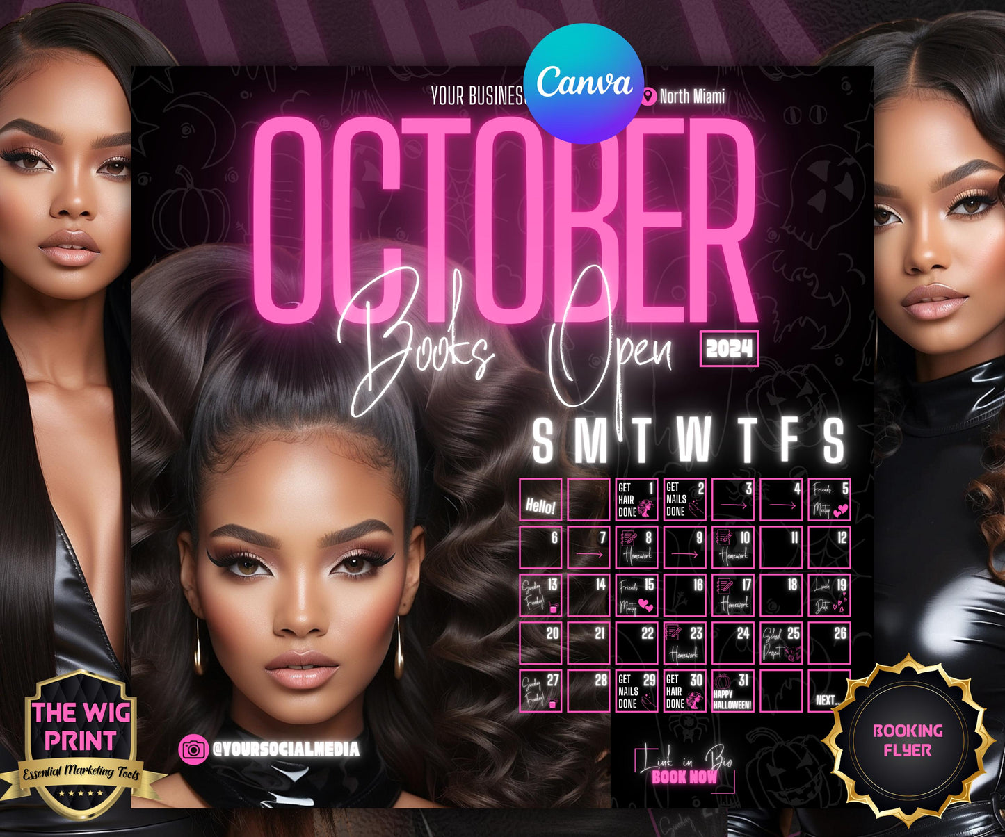 October Booking Flyer | Neon Pink Theme