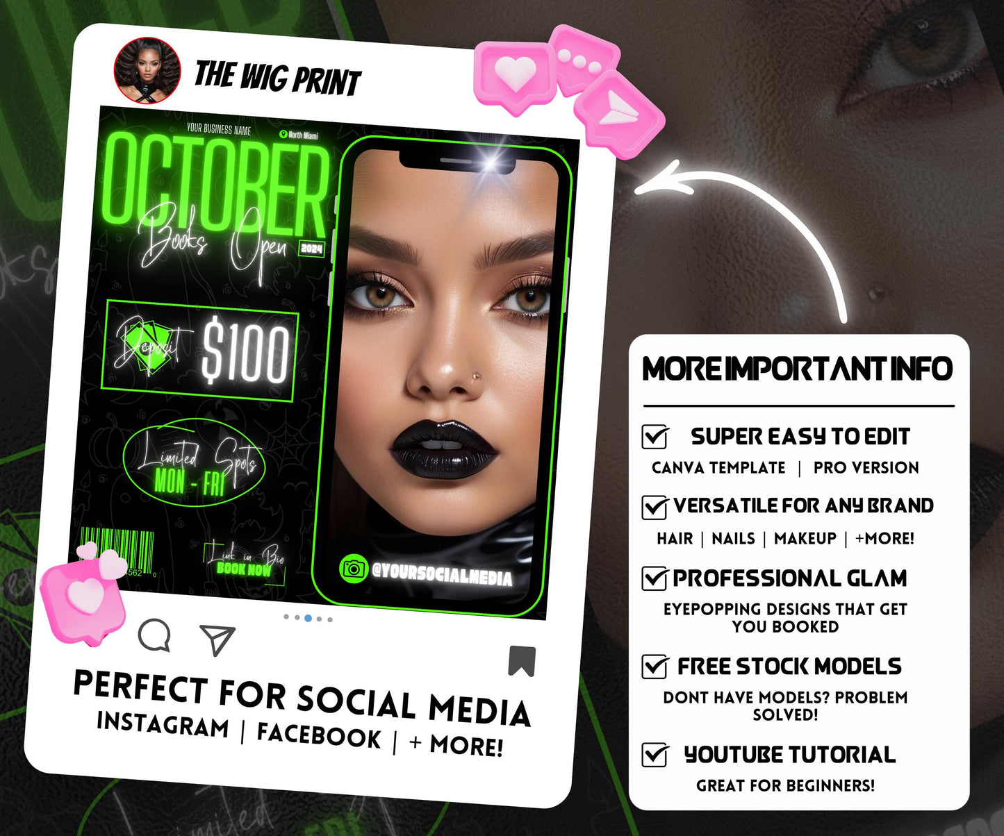 October Booking Flyer | Neon Green Theme