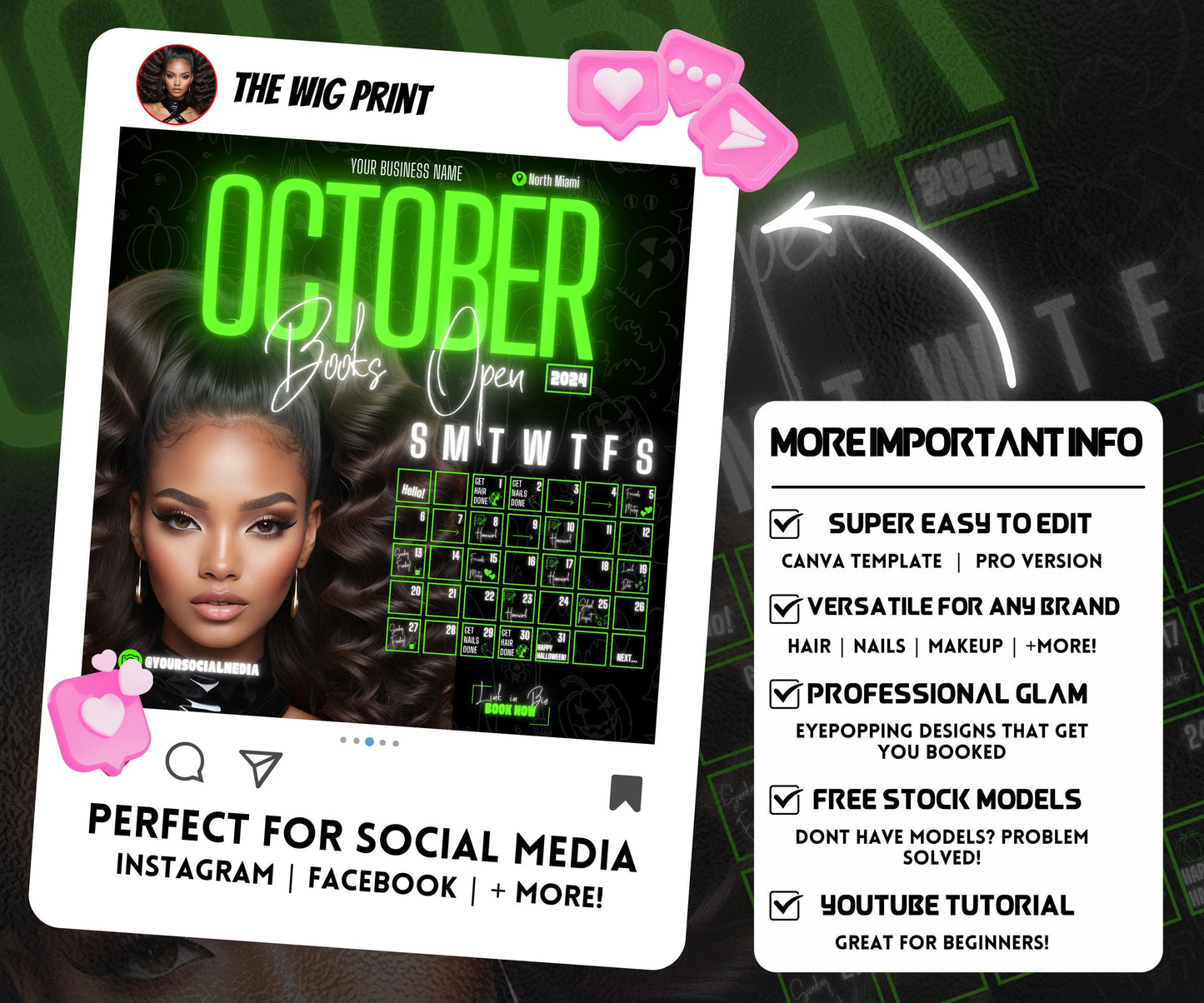 October Booking Flyer | Neon Green Theme