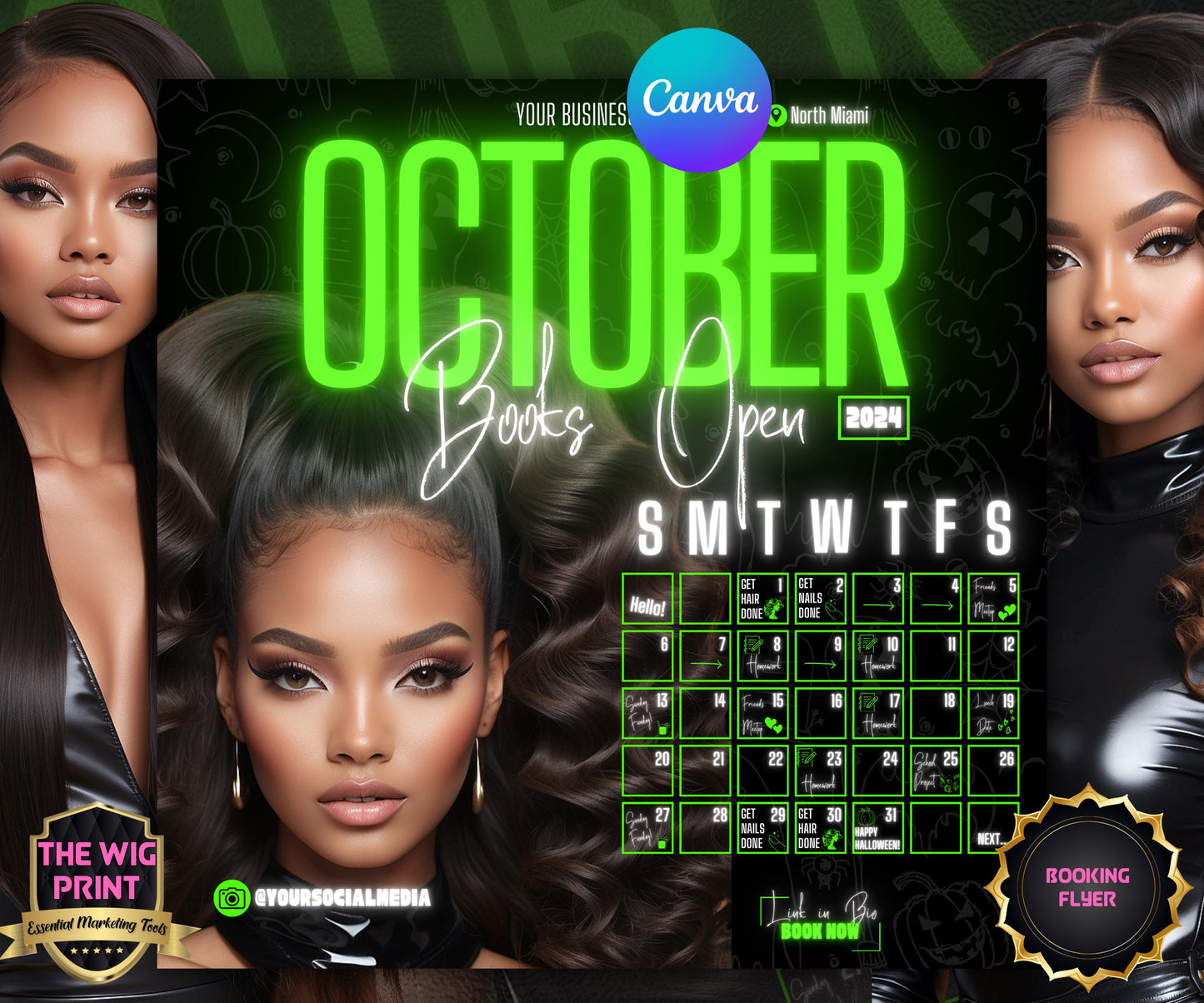 October Booking Flyer | Neon Green Theme