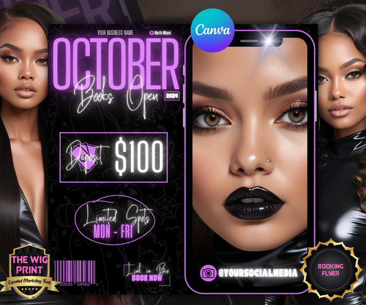 October Booking Flyer | Neon Purple Theme