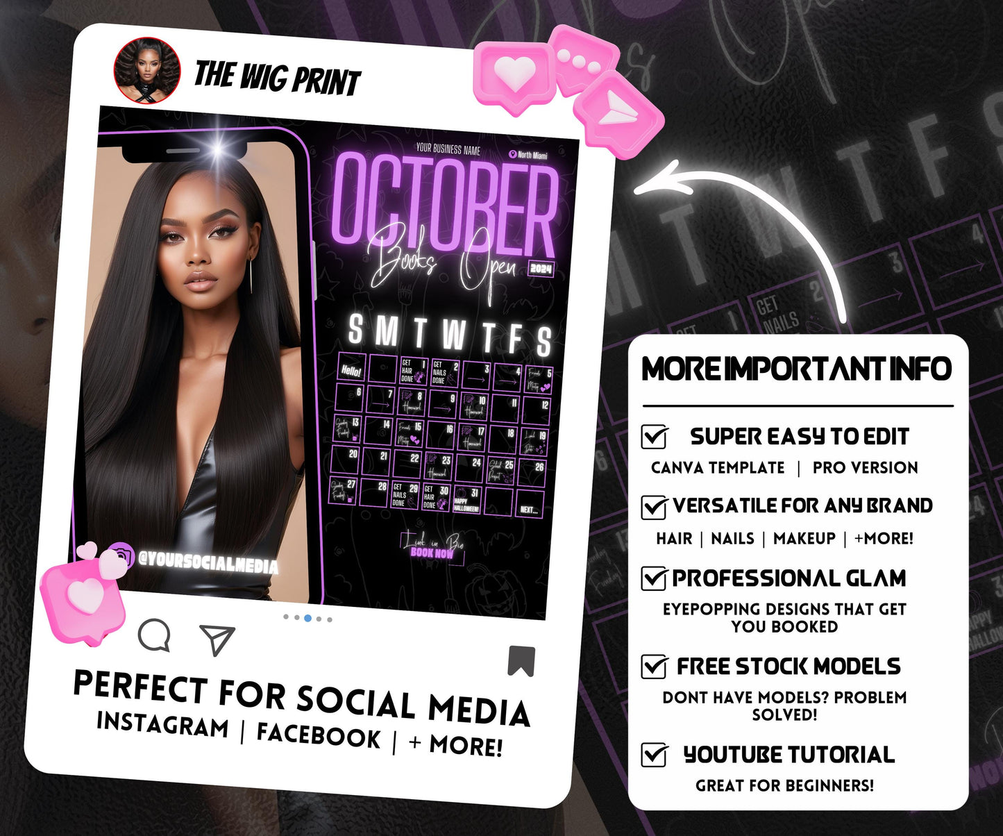 October Booking Flyer | Neon Purple Theme