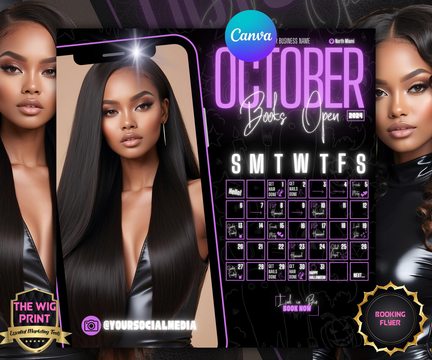 October Booking Flyer | Neon Purple Theme