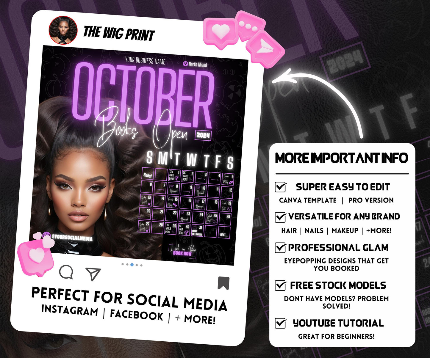 October Booking Flyer | Neon Purple Theme