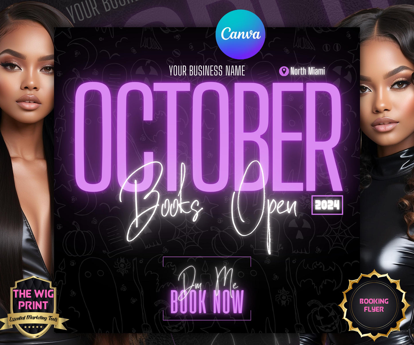 October Booking Flyer | Neon Purple Theme