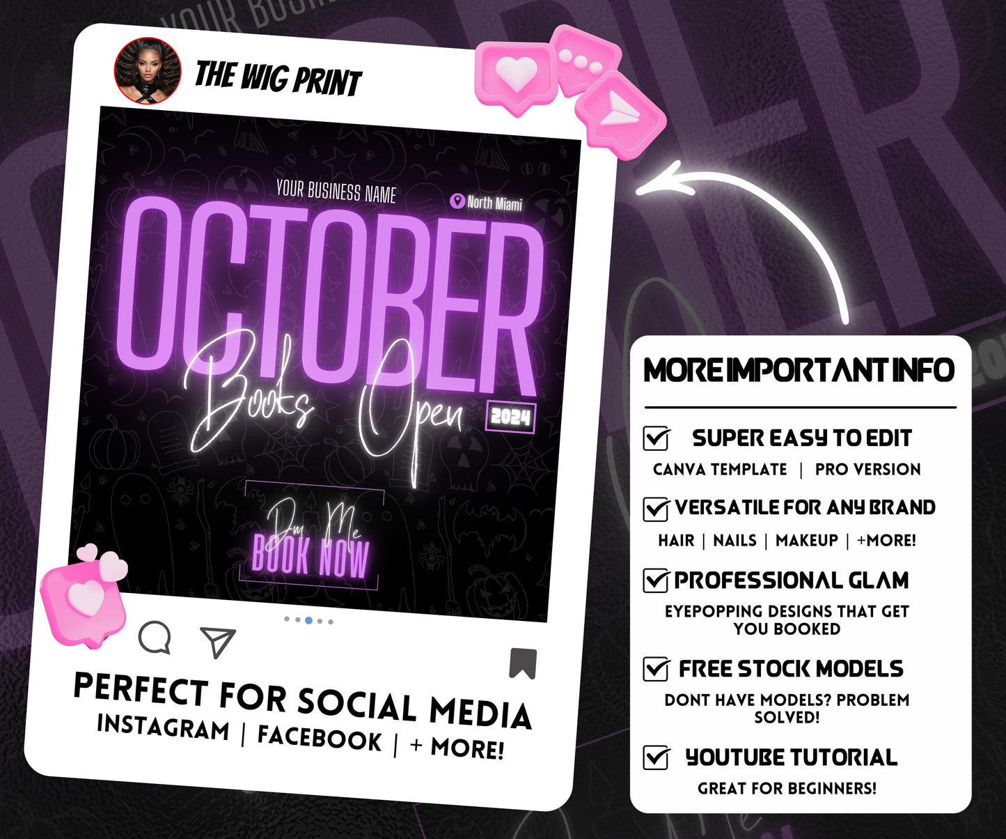 October Booking Flyer | Neon Purple Theme