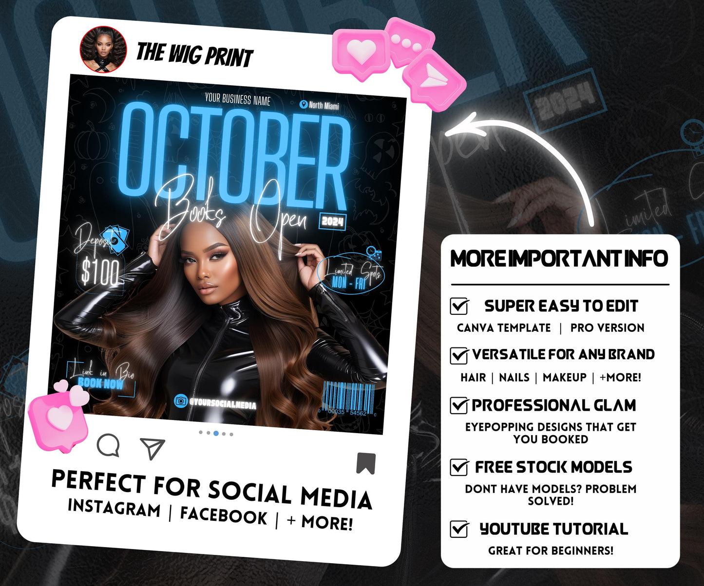 October Booking Flyer | Neon Blue Theme