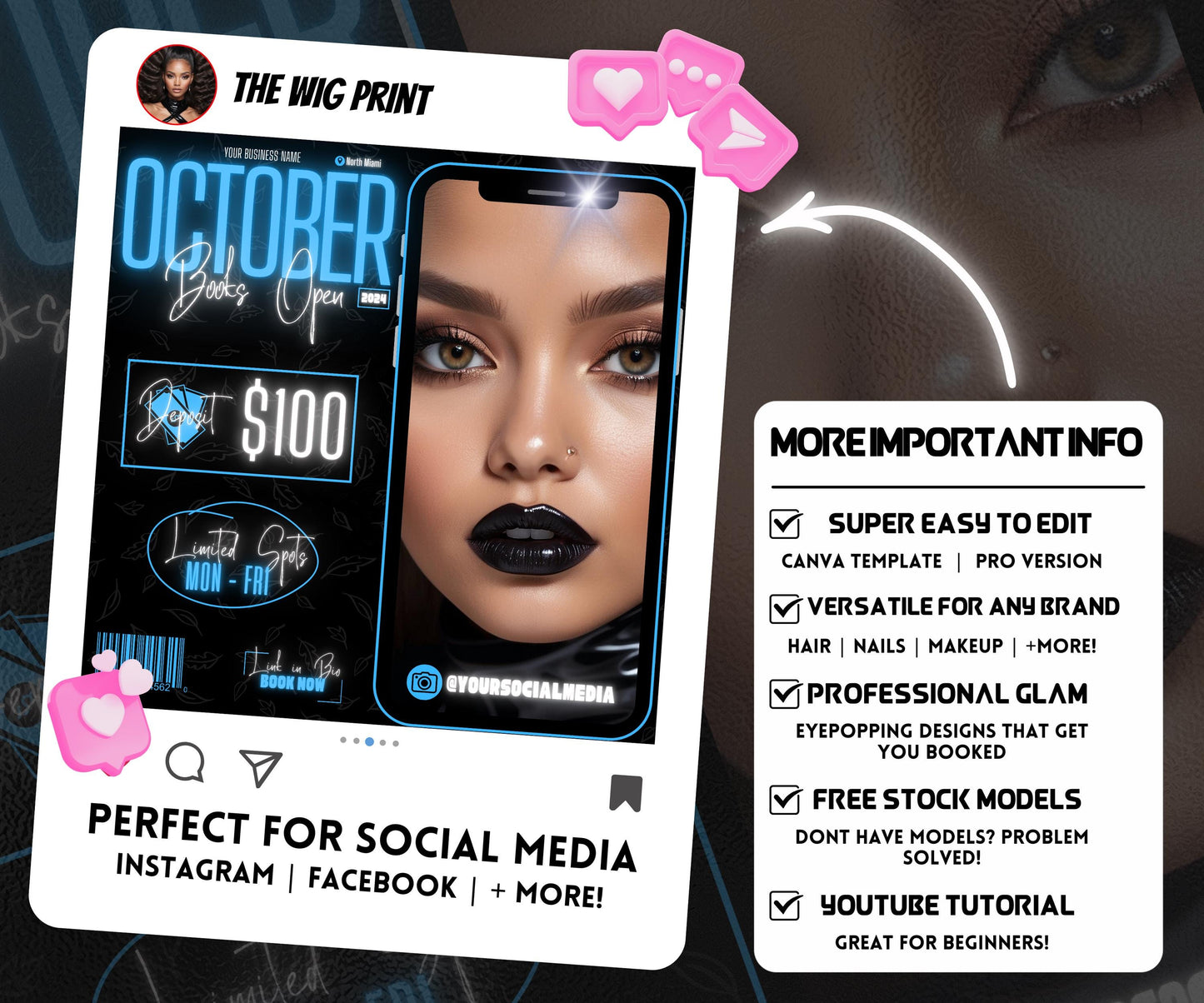 October Booking Flyer | Neon Blue Theme