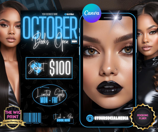 October Booking Flyer | Neon Blue Theme