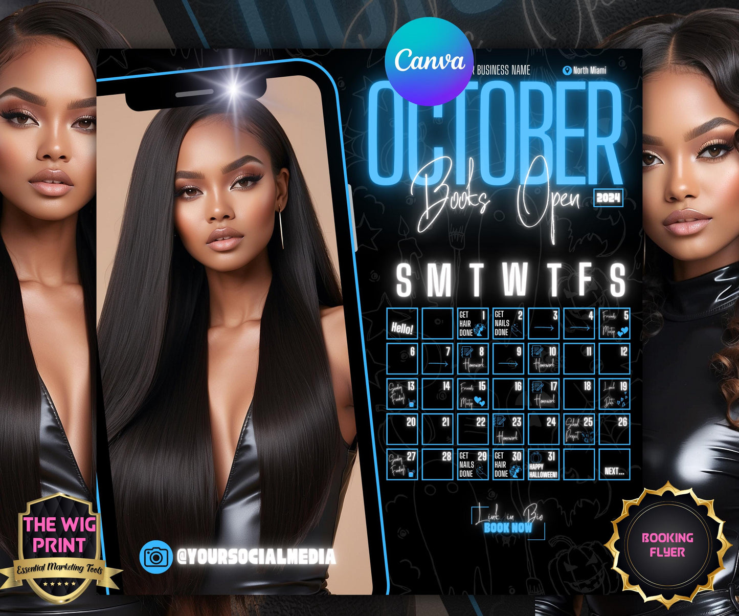 October Booking Flyer | Neon Blue Theme