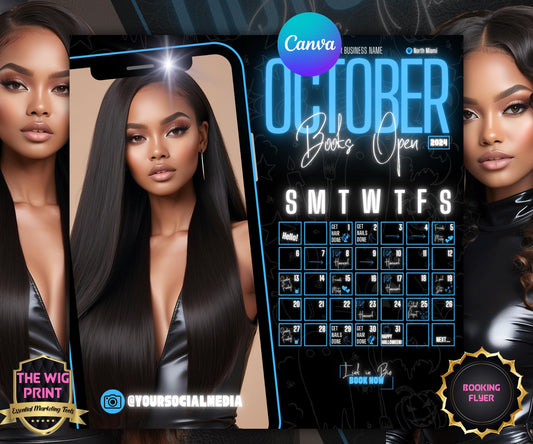 October Booking Flyer | Neon Blue Theme