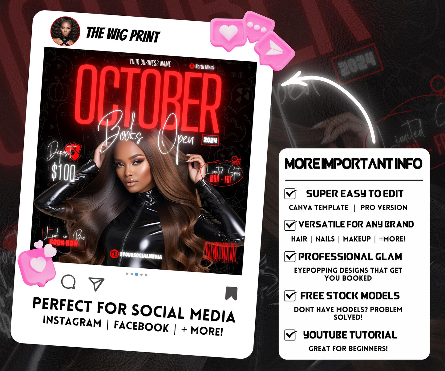 October Booking Flyer | Neon Red Theme