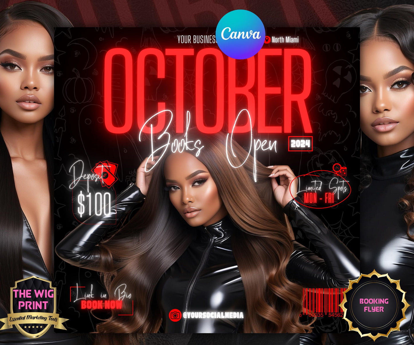 October Booking Flyer | Neon Red Theme