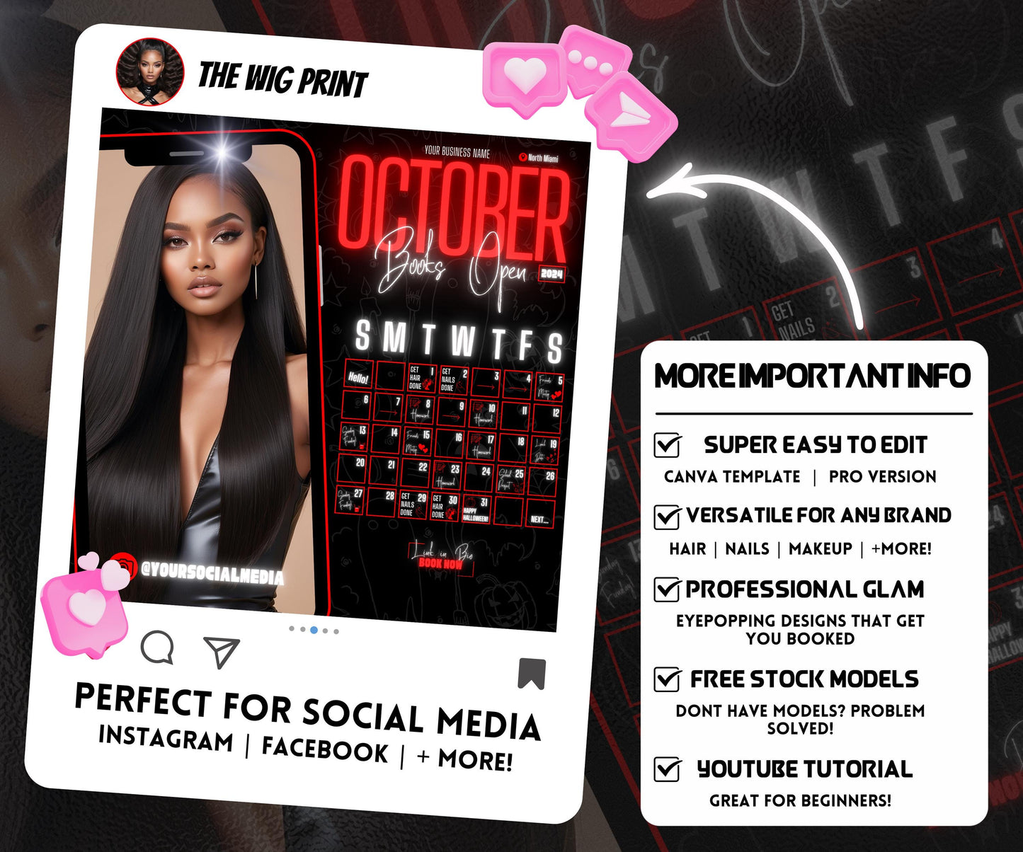 October Booking Flyer | Neon Red Theme