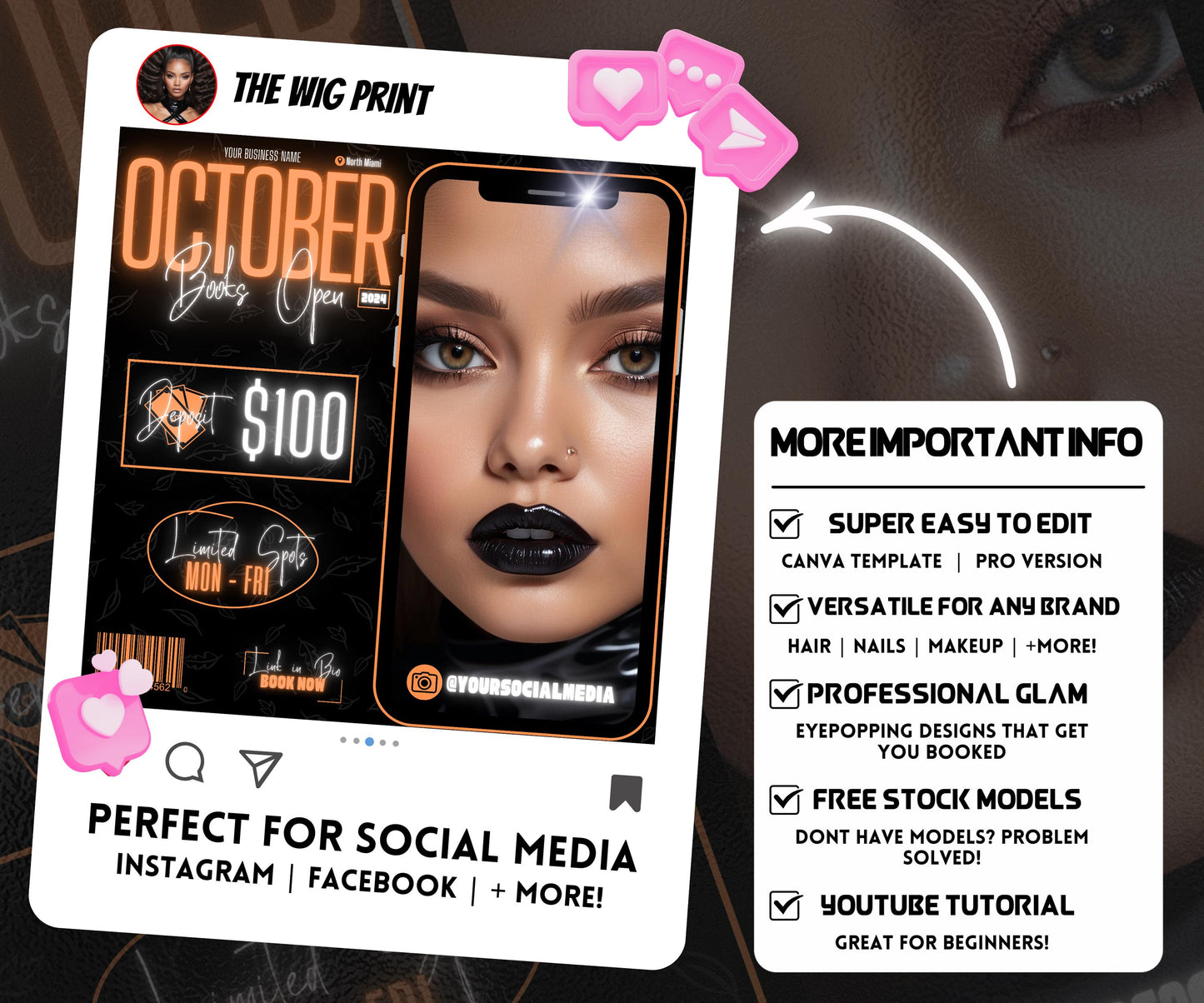 October Booking Flyer | Neon Orange Theme