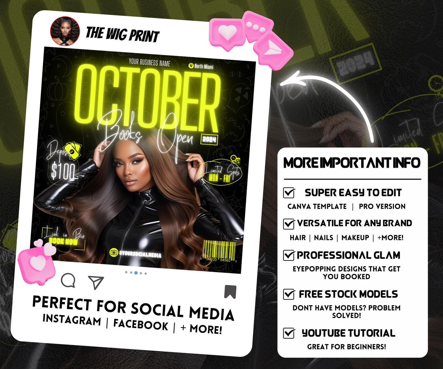 October Booking Flyer | Neon Yellow Theme