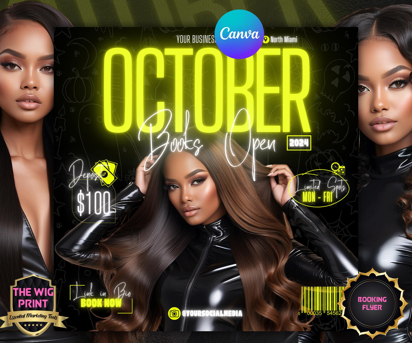 October Booking Flyer | Neon Yellow Theme