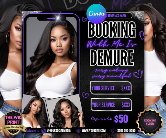 Very Demure | Beauty Flyer | Hair Stylist | Nail Tech | Lash Tech | Braids | Wig Maker | Canva Template | Neon Flyer | Beauty Services