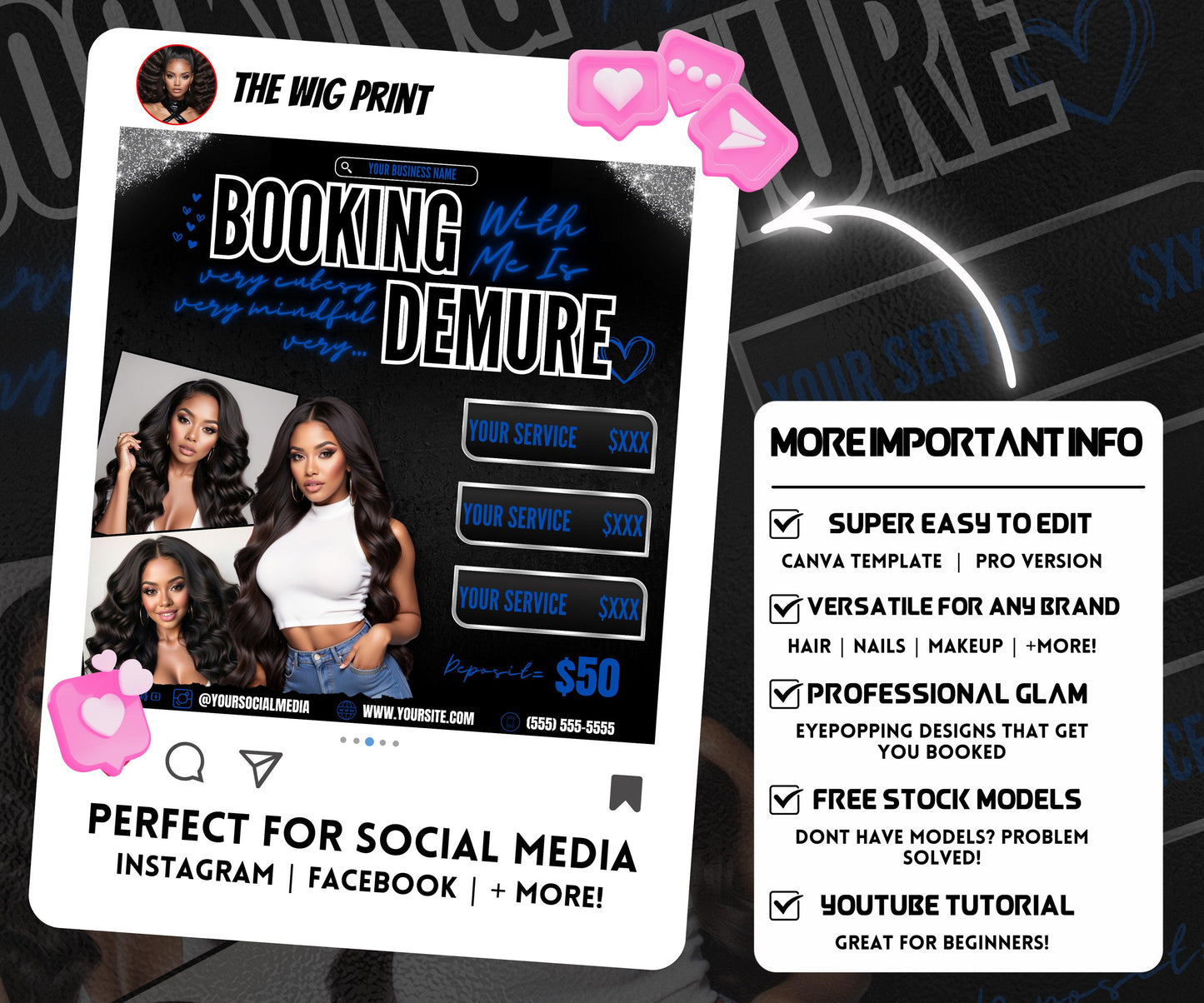 Very Demure | Beauty Flyer | Hair Stylist | Nail Tech | Lash Tech | Braids | Wig Maker | Canva Template | Neon Flyer | Beauty Services