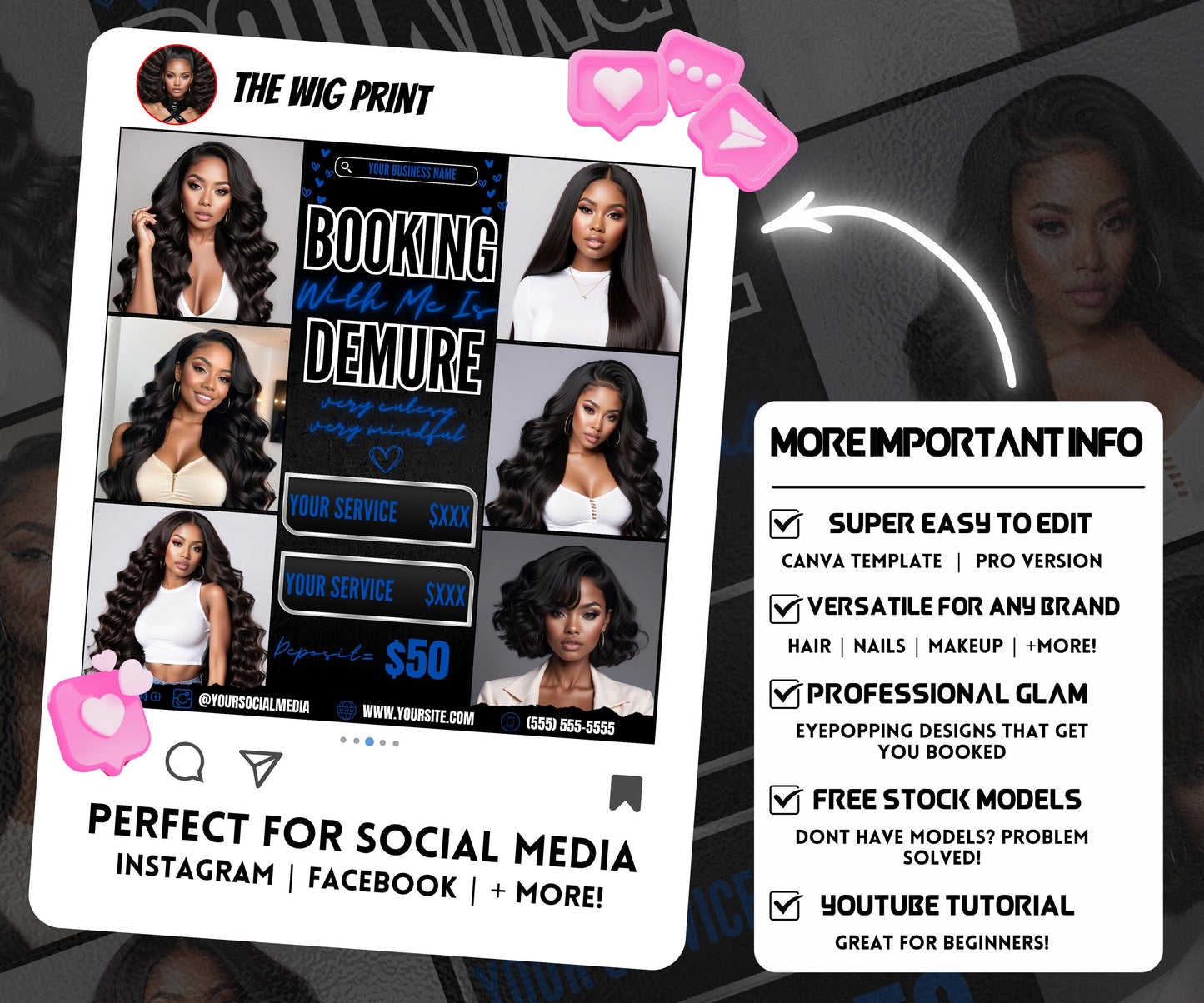 Very Demure | Beauty Flyer | Hair Stylist | Nail Tech | Lash Tech | Braids | Wig Maker | Canva Template | Neon Flyer | Beauty Services