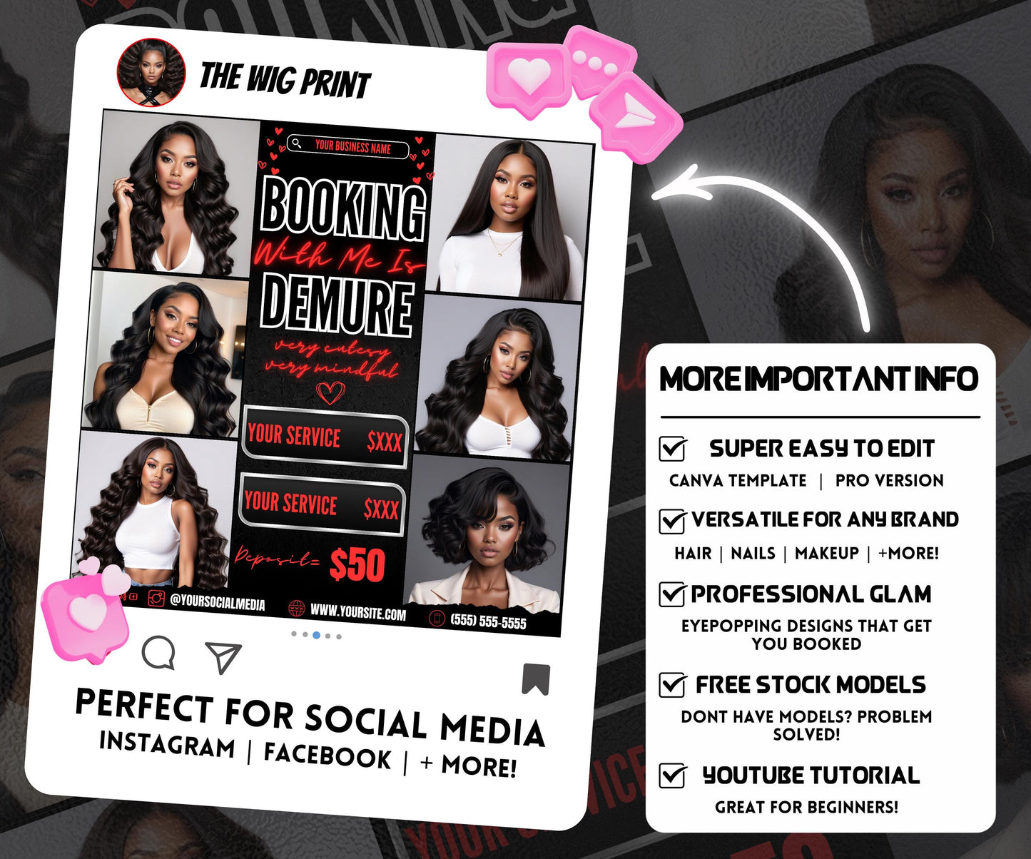 Very Demure | Beauty Flyer | Hair Stylist | Nail Tech | Lash Tech | Braids | Wig Maker | Canva Template | Neon Flyer | Beauty Services