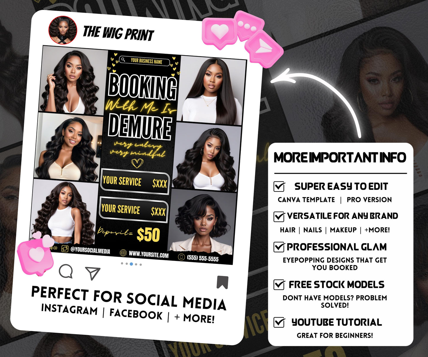 Very Demure | Beauty Flyer | Hair Stylist | Nail Tech | Lash Tech | Braids | Wig Maker | Canva Template | Neon Flyer | Beauty Services